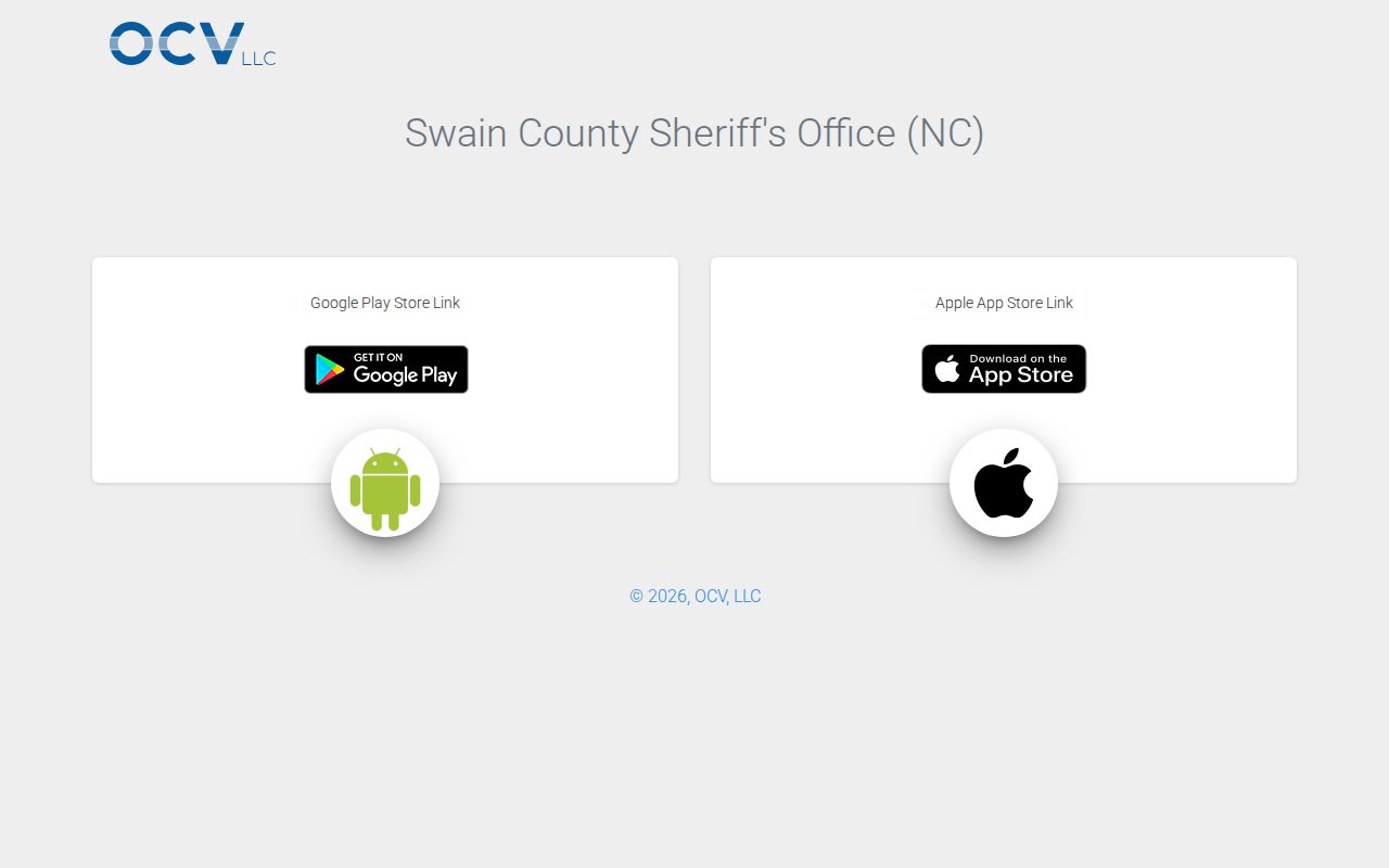 Swain County Sheriff Office mobile app landing page