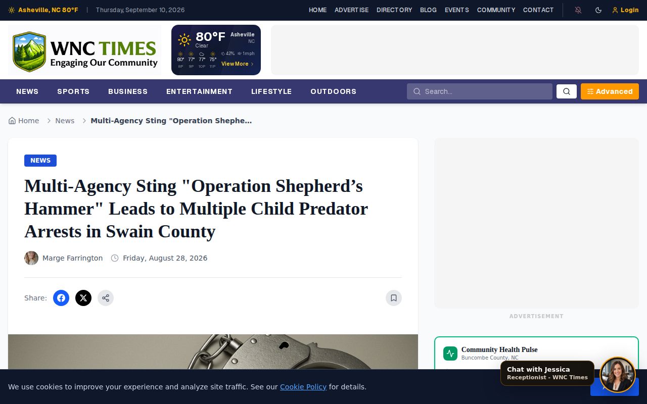 Dated WNC Times report on a Swain multi-agency operation